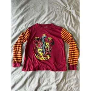 Harry Potter Gryffindor Long Sleeve Shirt Mens Large Maroon Yellow Striped Tee